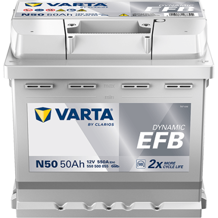 Baterie auto VARTA Dynamic EFB 550500055K262, tensiune 12V, amperaj 50 Ah, curent descarcare 550 A, 207 x 175 x 190 mm
