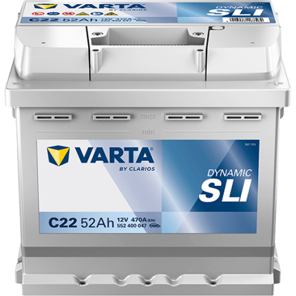 Baterie auto VARTA Dynamic SLI C22 552400047K262, 12 V, 52 Ah, 470 A, 207x175x190 mm