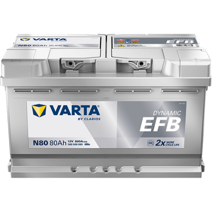 Baterie auto VARTA Dynamic EFB N80 580500080K262, 12 V, 80 Ah, 800 A, 314x175x190 mm